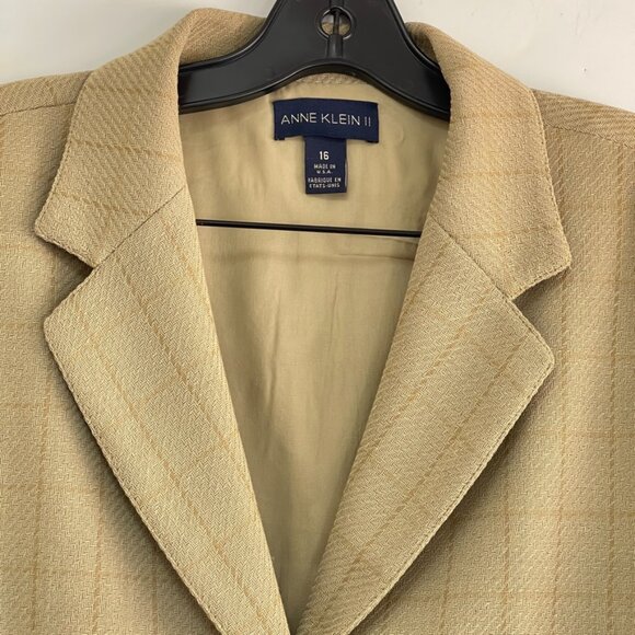 Vintage Anne Klein II Light Wool Blend Green Jacket Blazer Size 16 Made in USA - Picture 7 of 14